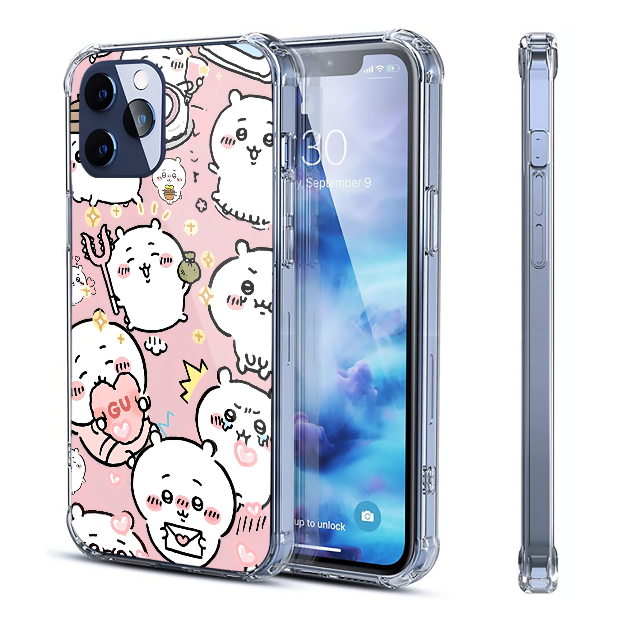 （画像用） ちいかわ Chii-kawa 【iPhone 12シリーズ対応】透明スマホケース（クリアソフトケース）